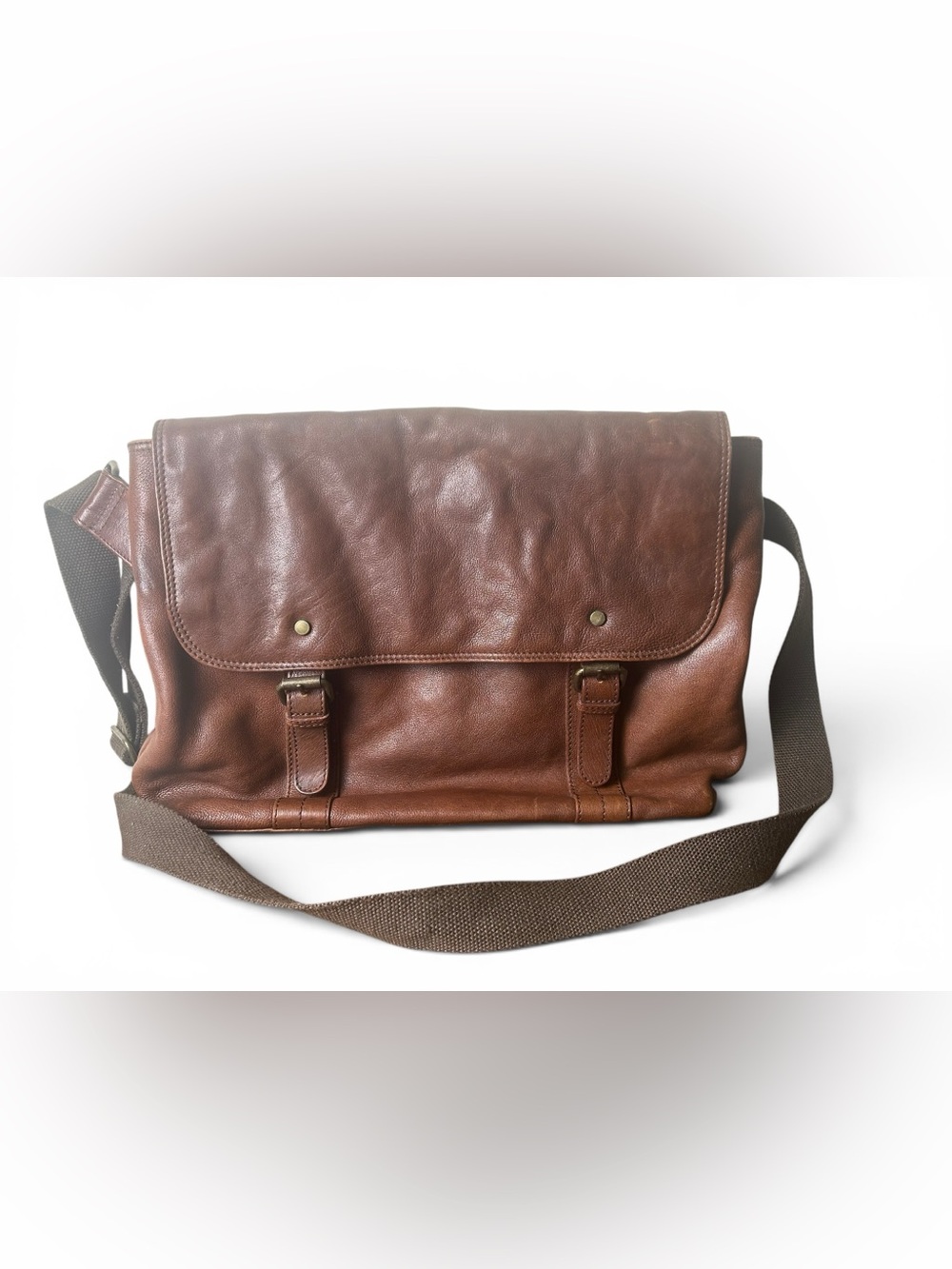 Vintage Brown Leather Messenger Bag Crossbody Satchel Rustic Distressed Laptop